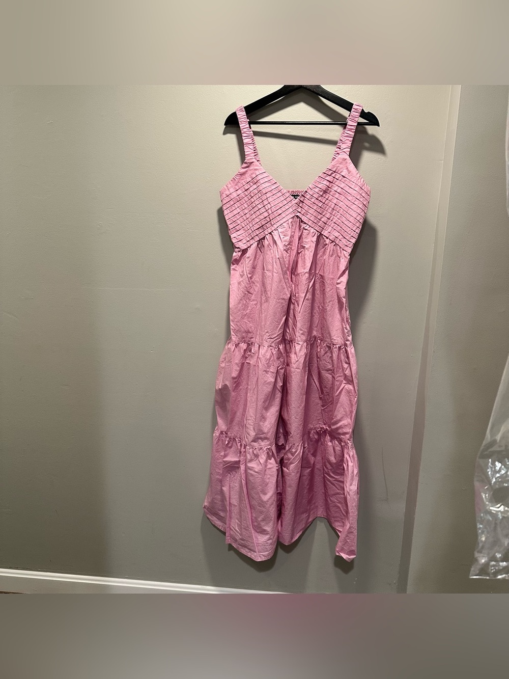 Steve Madden Light Pink Tiered Sundress With Smocked Back and Elastic Straps LG